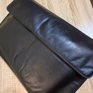 Vintage Black Leather Envelope/Clutch/Laptop Bag